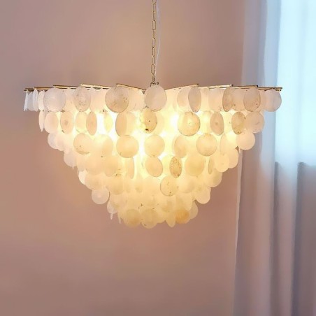 Natural Shell נברשת עגולה שכבתית תלויה אור אוכל Natural Shell נברשת עגולה שכבתית תלויה אור אוכל