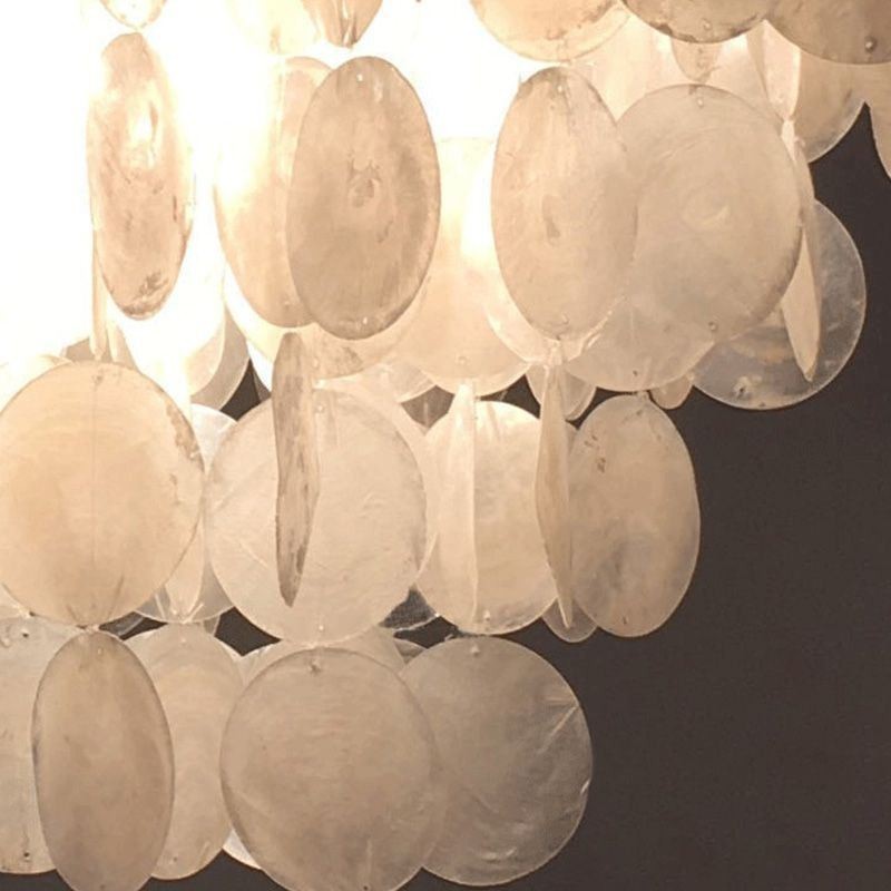 Natural Shell נברשת עגולה שכבתית תלויה אור אוכל