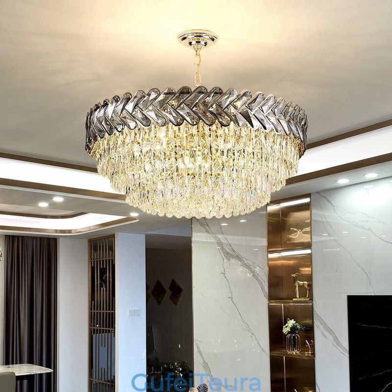 גוף תאורה תקרה זהב תליון קריסטל