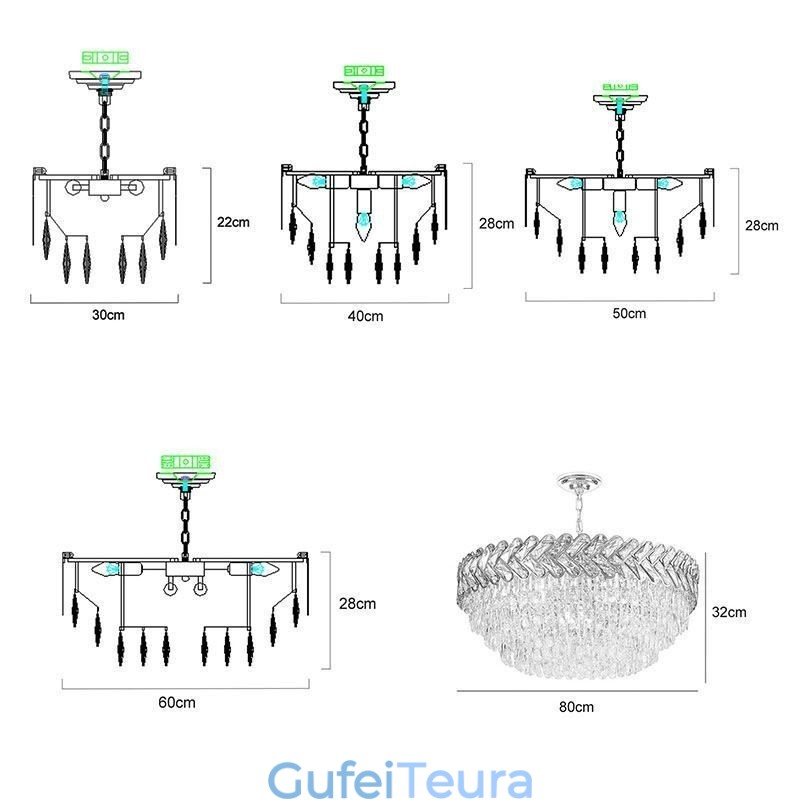 גוף תאורה תקרה זהב תליון קריסטל