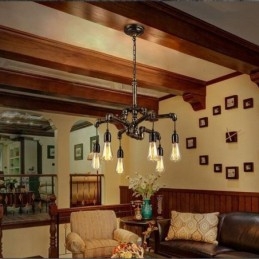 6 אור רטרו תעשייתי וינטג' צינור מים תליון אור נברשת כפרי כפרי