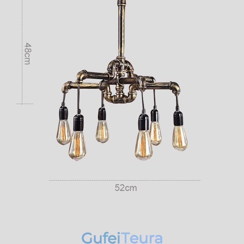 6 אור רטרו תעשייתי וינטג' צינור מים תליון אור נברשת כפרי כפרי