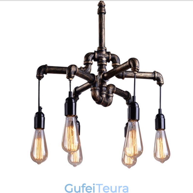 6 אור רטרו תעשייתי וינטג' צינור מים תליון אור נברשת כפרי כפרי