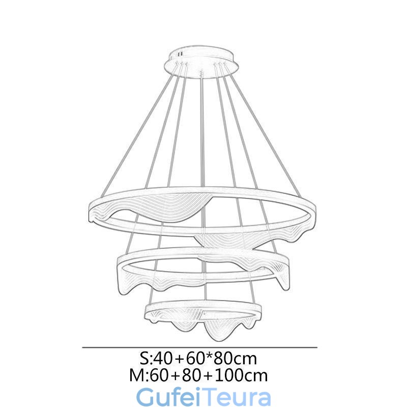 אור תליון גל זהב ריפל אור תלוי 3 אור