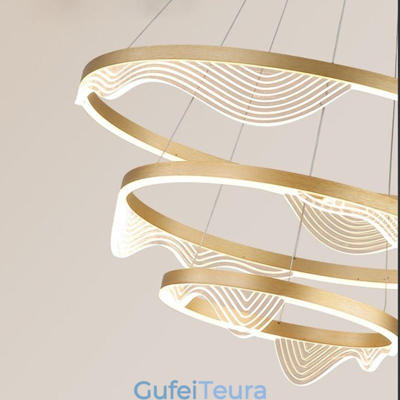 אור תליון גל זהב ריפל אור תלוי 3 אור