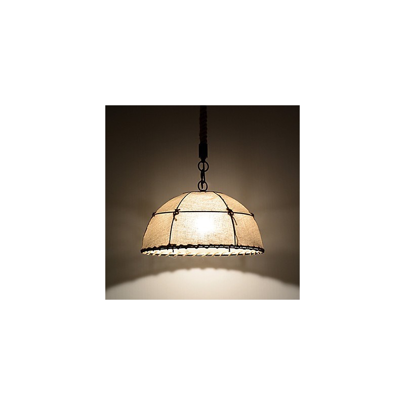 בצורת חצי עגולה 1 אורות תליון מנורות בסגנון וינטג' סגנון תעשייה בד צהוב ומתכות זרוק אור