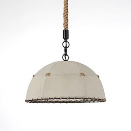 בצורת חצי עגולה 1 אורות תליון מנורות בסגנון וינטג' סגנון תעשייה בד צהוב ומתכות זרוק אור