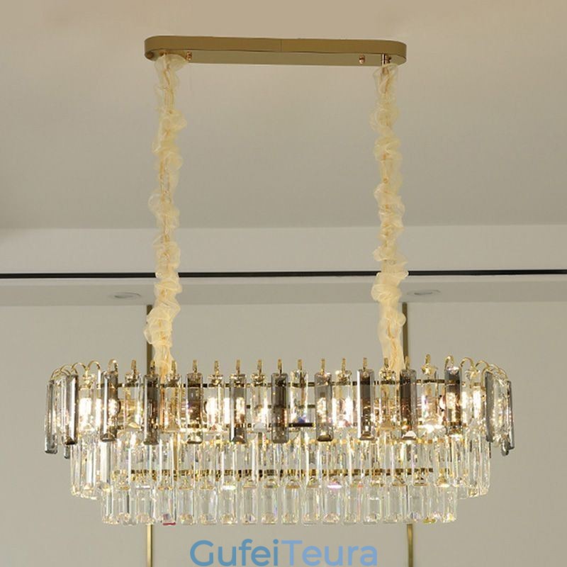 גוף תאורה תקרה קריסטל תליון מלבן