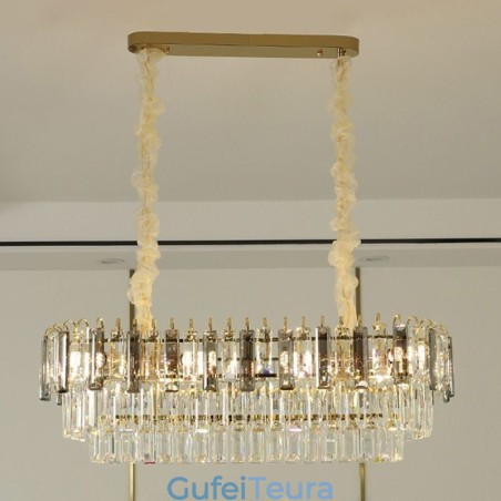 גוף תאורה תקרה קריסטל תליון מלבן