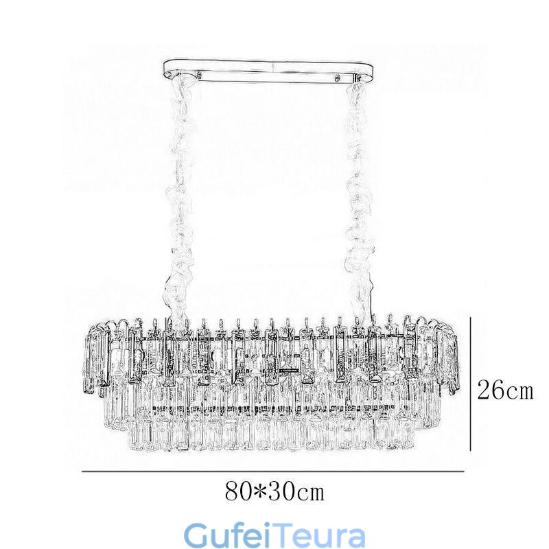 גוף תאורה תקרה קריסטל תליון מלבן