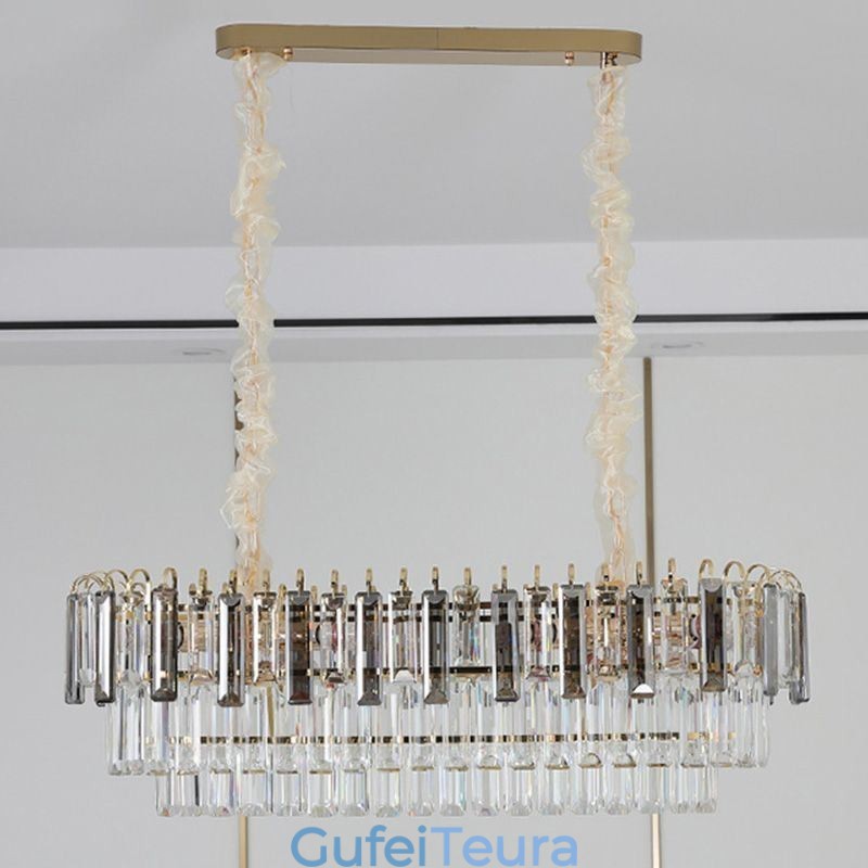 גוף תאורה תקרה קריסטל תליון מלבן