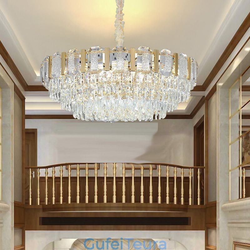 גוף אור תליון קריסטל עגול לתקרה