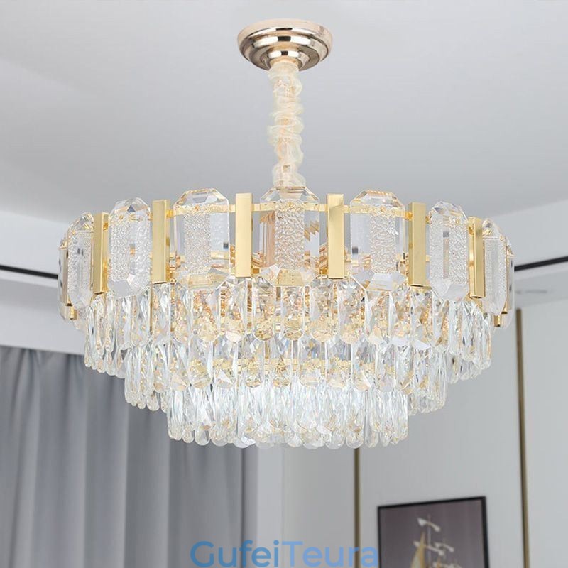 גוף אור תליון קריסטל עגול לתקרה