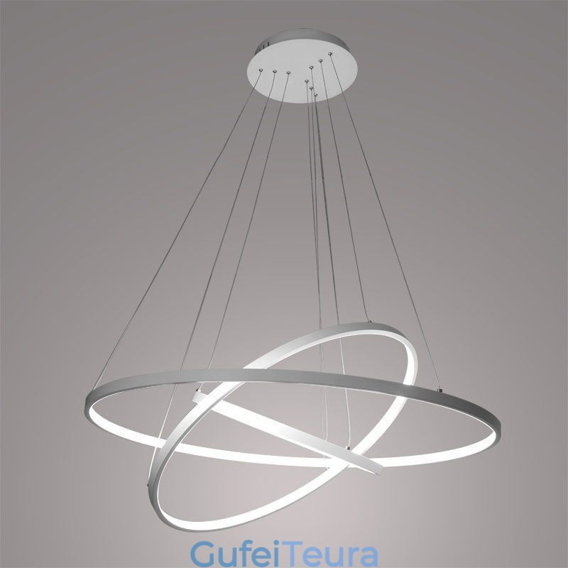 אור תליון מודרני אלומיניום שחור 3 טבעת אור תלייה