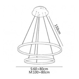 אור תליון פשוט מודרני מאלומיניום טבעת כפולה אור תלייה