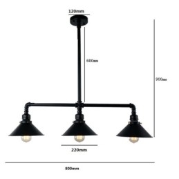 3 אור רטרו תעשייתי וינטג' צינור מים תליון אור נברשת כפרי כפרי