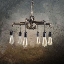 6 אור רטרו תעשייתי וינטג' צינור מים תליון אור נברשת כפרי כפרי