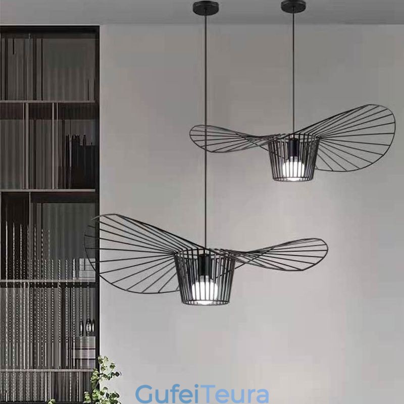 אור תליון ברזל מנורה כובע קש 1 אור