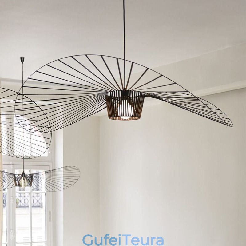 אור תליון ברזל מנורה כובע קש 1 אור