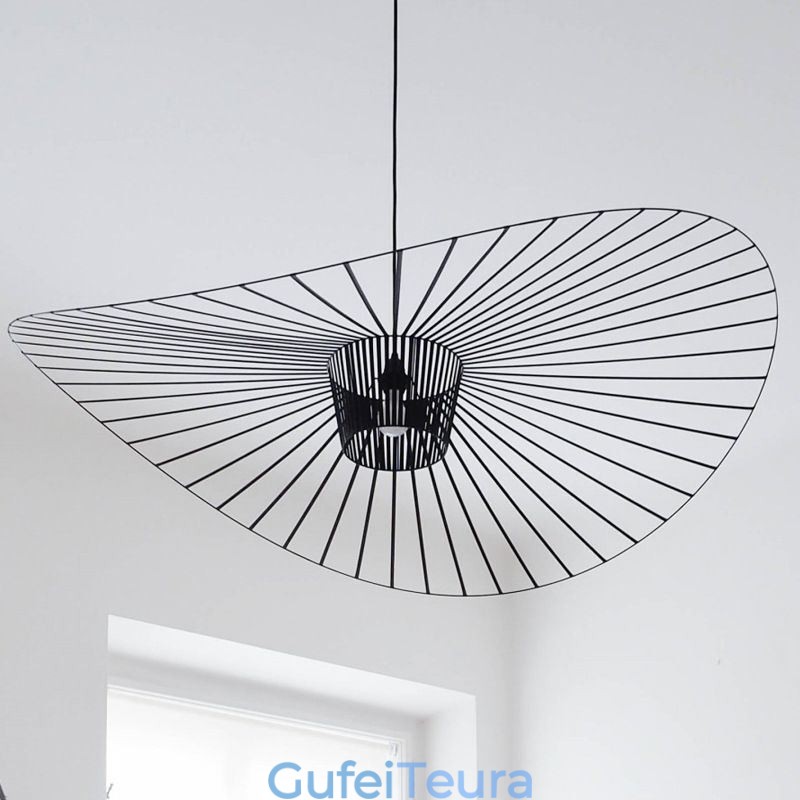 אור תליון ברזל מנורה כובע קש 1 אור