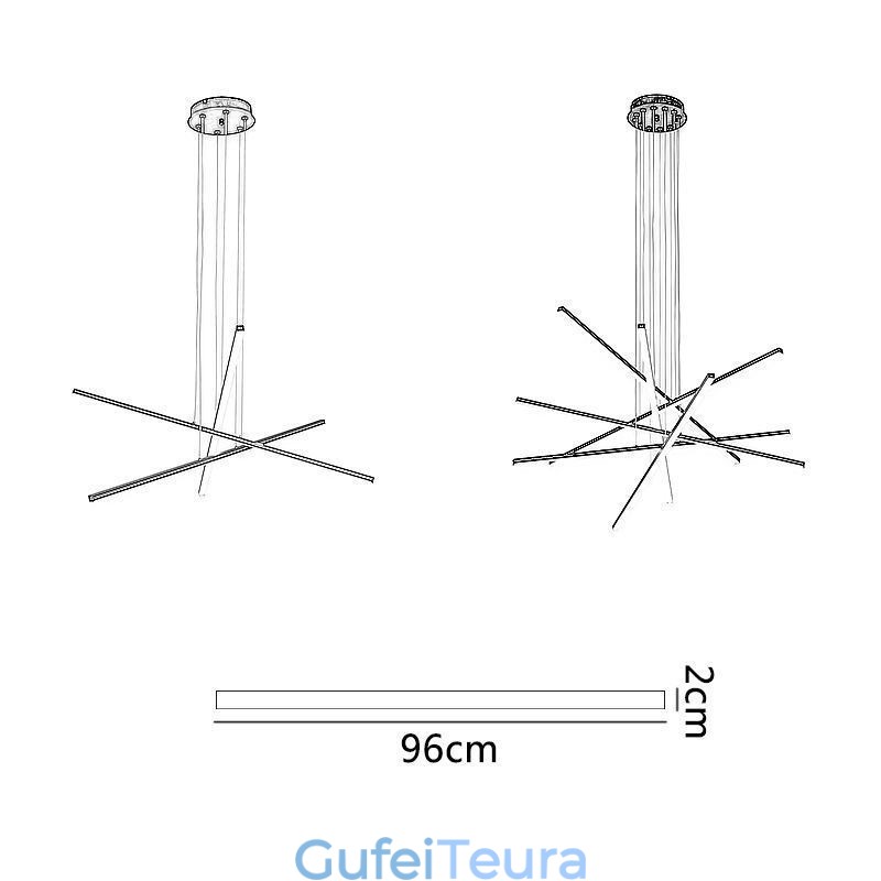 גוף תאורה דקורטיבי תליון תליון ליניארי