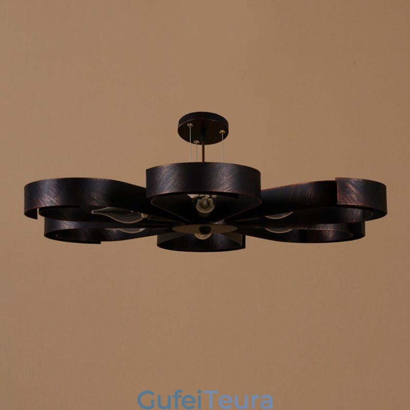 אור תקרה מודרני וינטג' ברזל בצורת פרח אור תליון