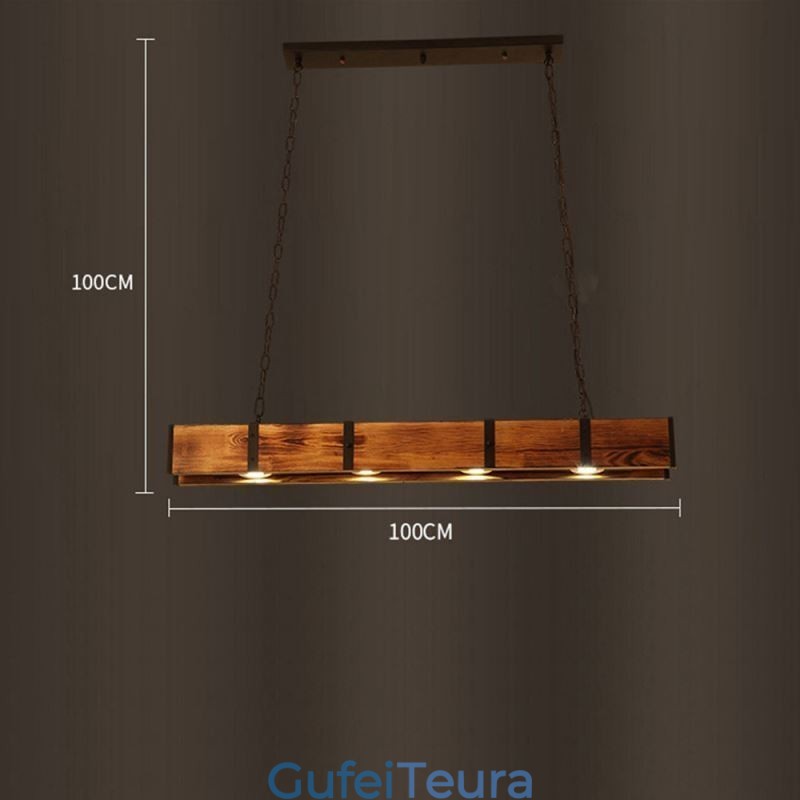 סגנון תעשייתי תליון אור מלבן עץ תקרת אי אור