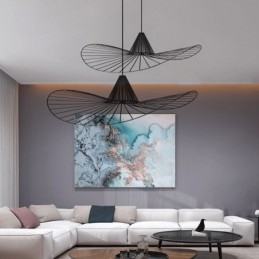 אור תליון ברזל פשוט מנורת כובע קש 1 אור