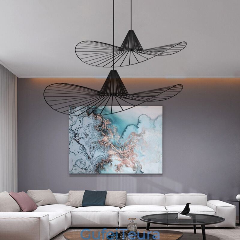 אור תליון ברזל פשוט מנורת כובע קש 1 אור