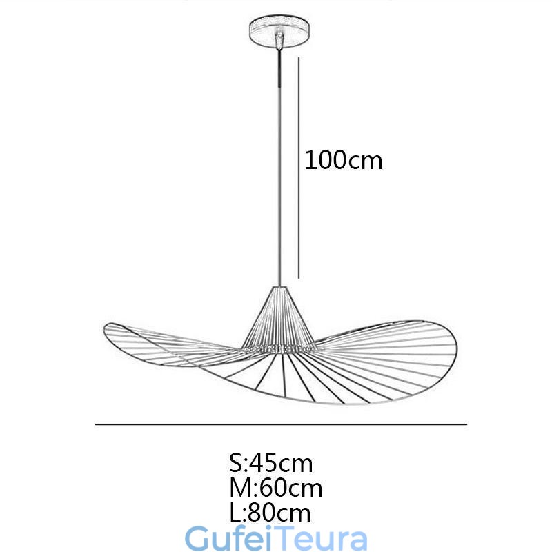 אור תליון ברזל פשוט מנורת כובע קש 1 אור