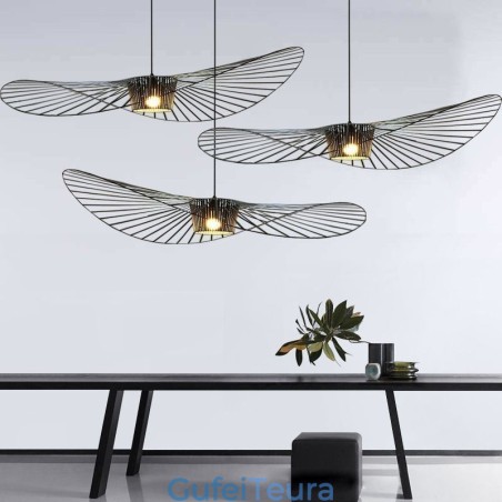 אור תליון ברזל מנורת כובע קש 1 אור