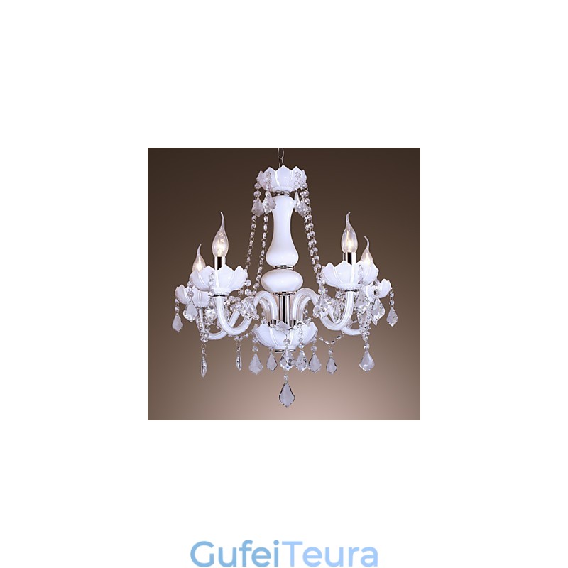 נברשת קריסטל אלגנטית עם 5 נורות בלבן