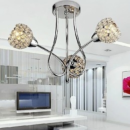 Modern Shining 3 Light Flush Mount בעיצוב קריסטל