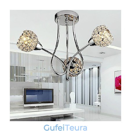 Modern Shining 3 Light Flush Mount בעיצוב קריסטל