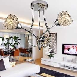 Modern Shining 3 Light Flush Mount בעיצוב קריסטל