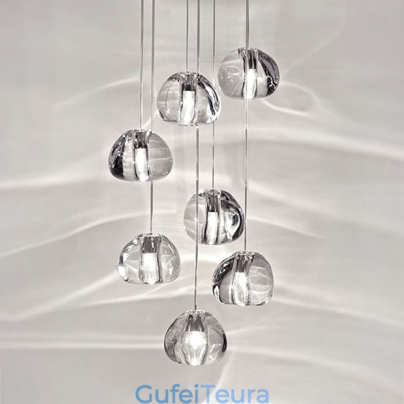 אור תליון מקבץ קריסטל מודרני מדרגות דופלקס גוון מנורת קריסטל ייחודי