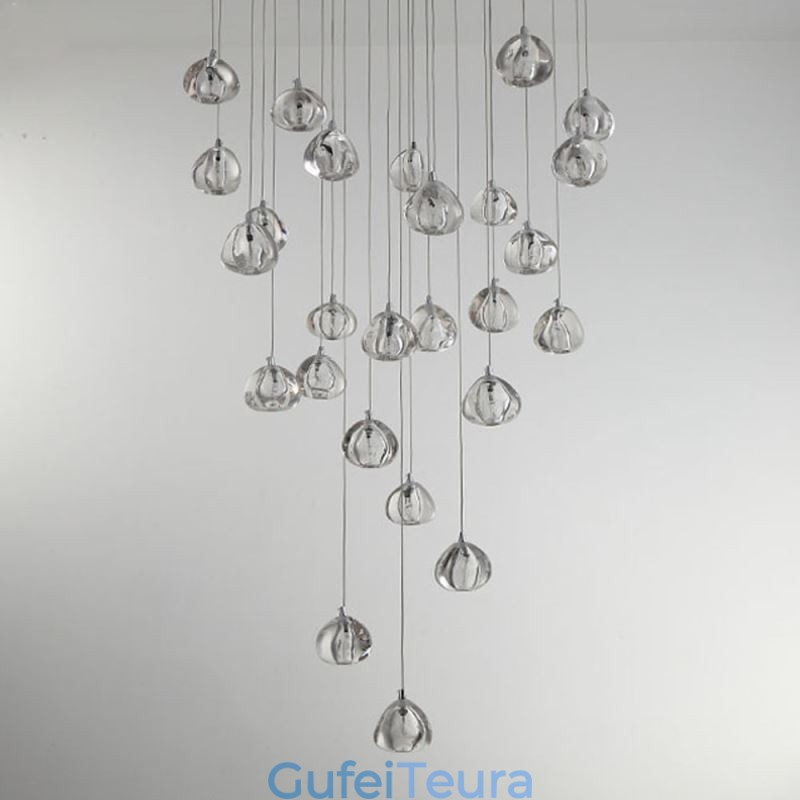 אור תליון מקבץ קריסטל מודרני מדרגות דופלקס גוון מנורת קריסטל ייחודי