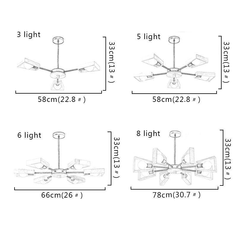 נברשת מודרנית בצורת מאוורר תליון עץ אלגנטי