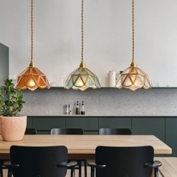 אור תליון מזכוכית רטרו בסגנון יפני אור תקרה מזכוכית