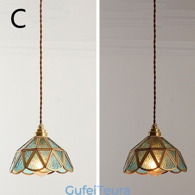 אור תליון מזכוכית רטרו בסגנון יפני אור תקרה מזכוכית