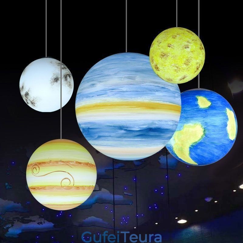 Nordic Planet Design מנורת תליון ייחודית מערכת שמש כוכבי לכת נברשת