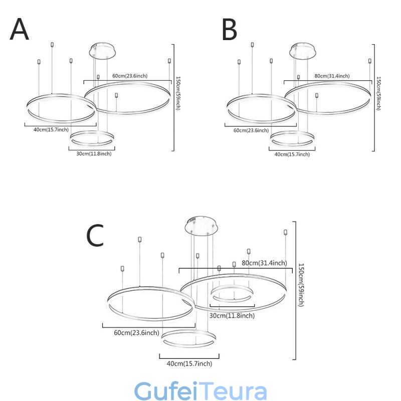 תאורת תליון פוסט מודרנית תאורת תליון בצורת טבעת אקרילית