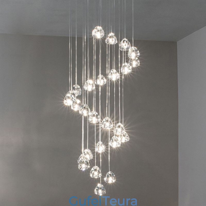 אור תליון מקבץ קריסטל מודרני מדרגות דופלקס גוון מנורת קריסטל ייחודי