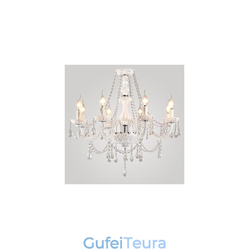 נברשת קריסטל לבן מודרני מגורים 8 אורות