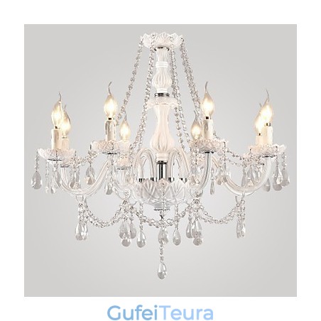 נברשת קריסטל לבן מודרני מגורים 8 אורות