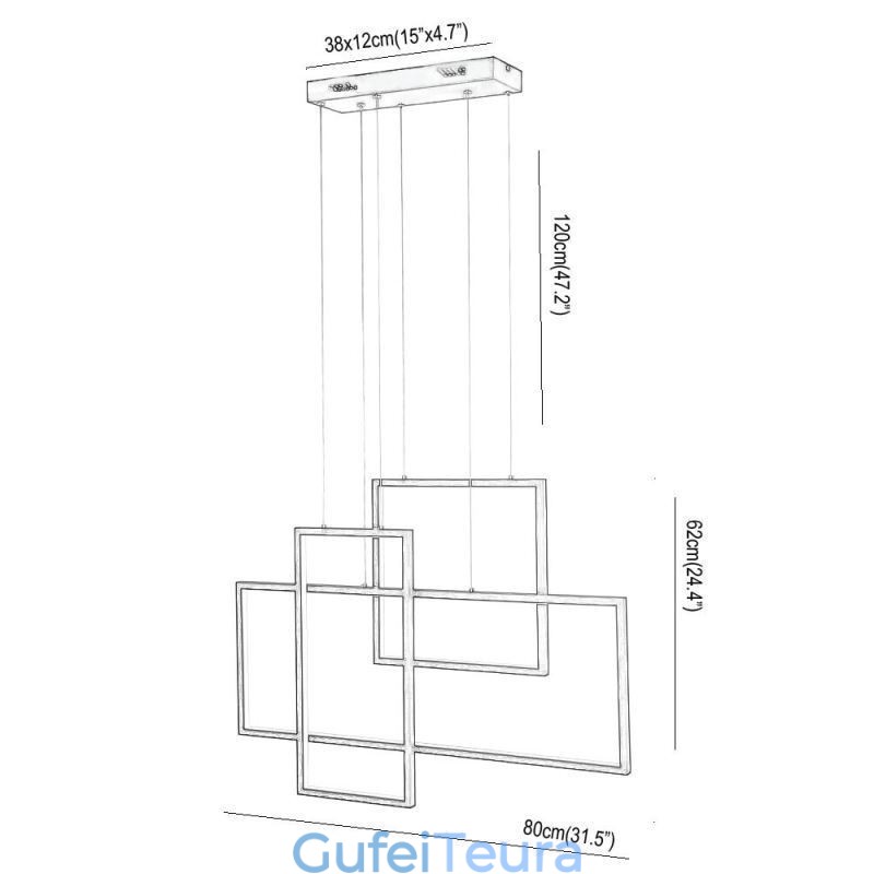אור תליון נורדי גיאומטרי מרובע אור תליון