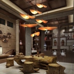 Creative Leaf Pendant Light תאורת חדר תה עכשווית במבוק