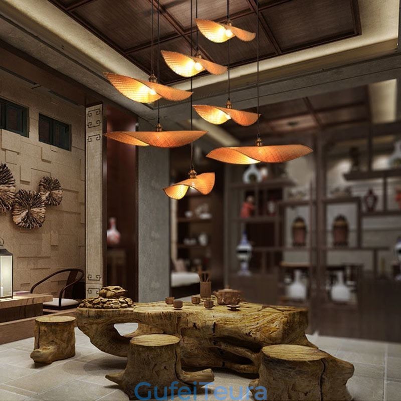 Creative Leaf Pendant Light תאורת חדר תה עכשווית במבוק