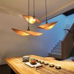 Creative Leaf Pendant Light תאורת חדר תה עכשווית במבוק