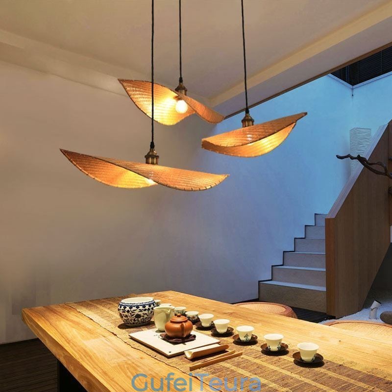 Creative Leaf Pendant Light תאורת חדר תה עכשווית במבוק